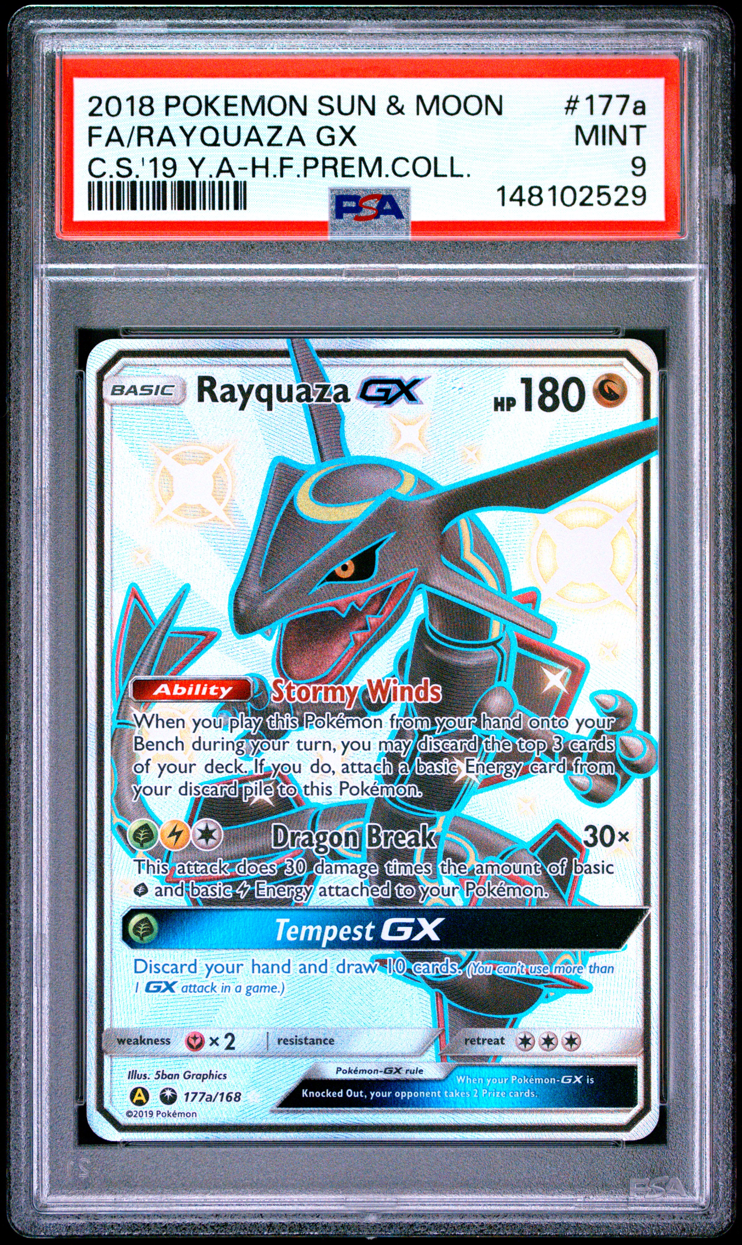RAYQUAZA GX 2018 SUN & MOON CELESTIAL STORM (PSA 9)