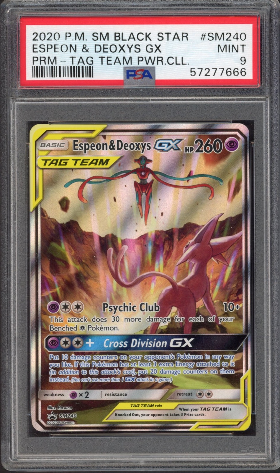 Espeon & Deoxys GX - SM240 SM Promos (PSA 9)